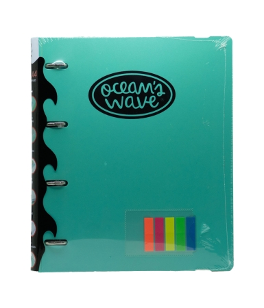 OCEAN-WAVE Carpetablock A4 4 anillas 35mm + Recambio 80H 90gr + Accesorios Verde Pastel