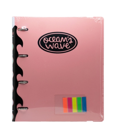 OCEAN-WAVE Carpetablock A4 4 anillas 35mm + Recambio 80H 90gr + Accesorios Rosa Pastel