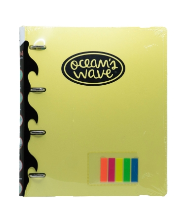 OCEAN-WAVE Carpetablock A4 4 anillas 35mm + Recambio 80H 90gr + Accesorios Amarillo Pastel