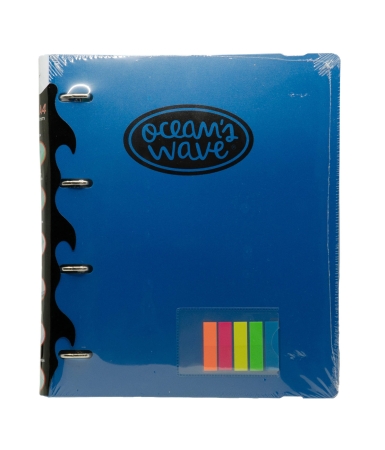 OCEAN-WAVE Carpetablock A4 4 anillas 35mm + Recambio 80H 90gr + Accesorios Azul Oscuro