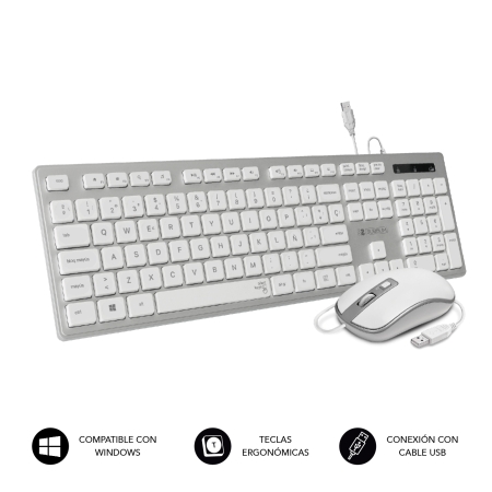 SUBBLIM Teclado Combo Wired Ergo Keys Silent Flat HQ Silver