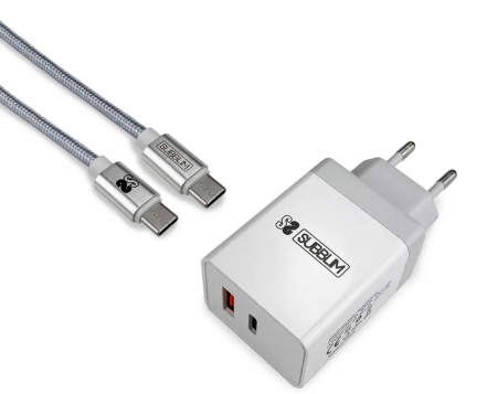 SUBBLIM Cargador Smart charger PD18W+2.4A + C to C cable White