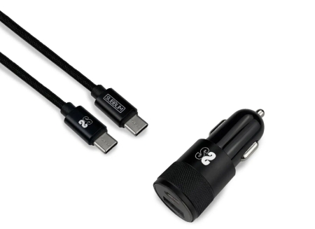 SUBBLIM Cargador Dual PD Car Charger PD18W+QC3.0 + C to C cable Black