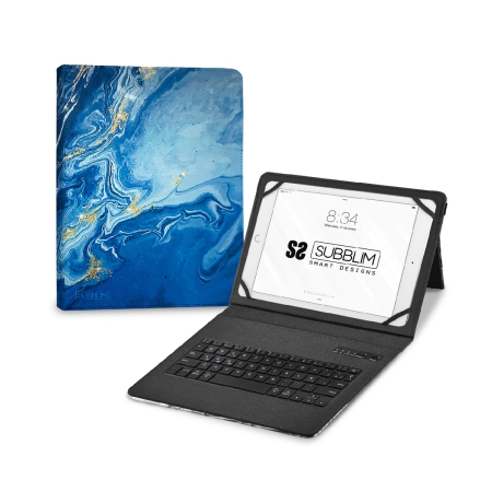 SUBBLIM funda de tablet con teclado bluetooth Keytab Pro BT Trendy Marmol Azul
