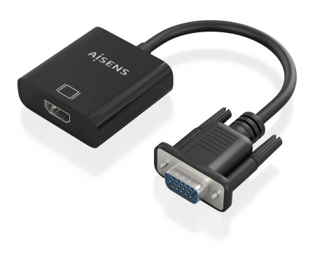 AISENS - CABLE CONVERSOR SVGA+AUDIO A HDMI, SVGA/M+JACK 3.5/H+USB MicroB/H-HDMI A/H, NEGRO, 20CM