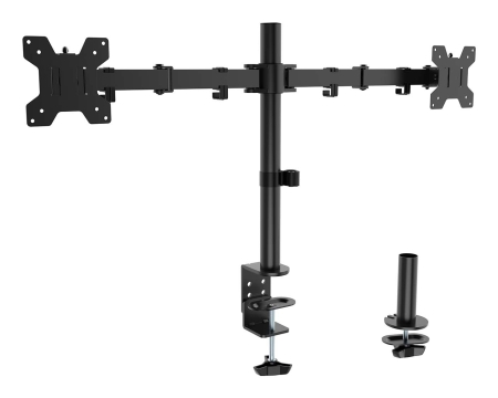 AISENS - SOPORTE DE MESA ECO GIRATORIO E INCLINABLE PARA MONITOR/TV 10KG (3 PIVOTES, 2 BRAZOS) DE 17-32, NEGRO