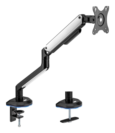 AISENS - SOPORTE DE MESA RGB GAMING CONTRAPESO GIRATORIO E INCLINABLE PARA MONITOR/TV 9KG (3 PIVOTES, 1 BRAZO) DE 17-32, NEGRO-BLANCO