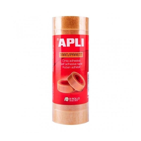 Apli Cinta adhesiva transparente - 19 mm x 33 m - Torre 8 rollos