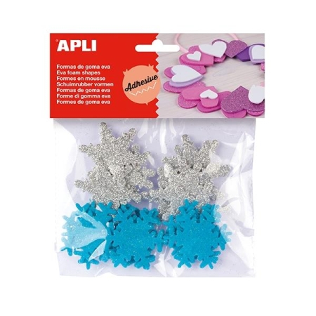 APLI B.22 FORMAS ADHESIVAS GOMA EVA COPOS NIEVE PURPURINA