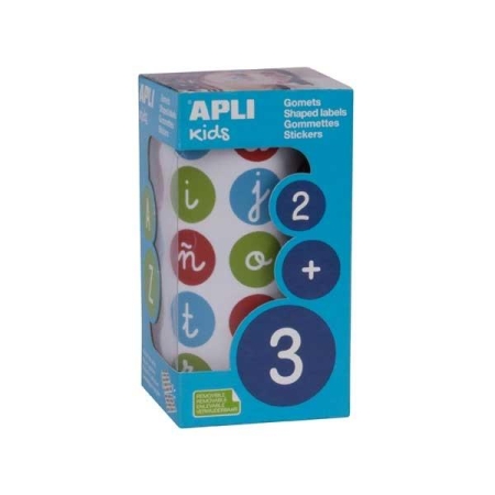 APLI R.900 GOMETS REMOVIBLES CIRCULARES LETRAS MINUSCULAS DIAM 20MM MULTICOLOR