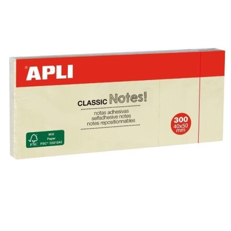 APLI Paq.3 blocs notas adhesivas 40x50mm amarillo