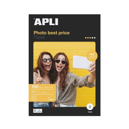 APLI Paq.100h papel fotografico Best Price glossy 140g A4