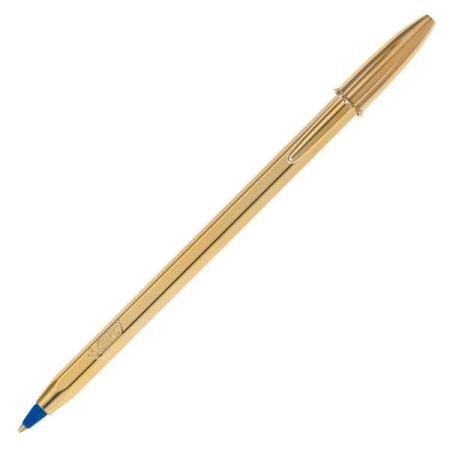 BIC Boligrafo Cristal Celebrate cuerpo dorado azul
