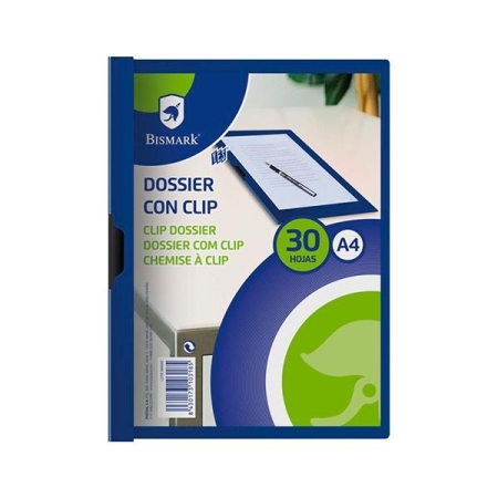 BISMARK Pack de 5 Dossier con clip PP A4 azul