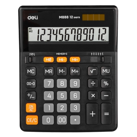 DELI Calculadora de sobremesa E888 12 digitos negro