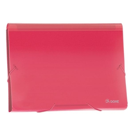 DOHE Clasificador acordeon PP A4 traslucido rojo