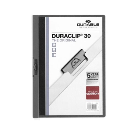 Durable Dosier con clip Duraclip - PVC - A4 - 30 hojas - Color gris