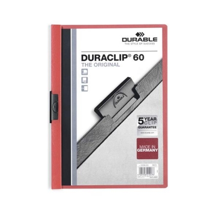 Durable Dosier con clip Duraclip - PVC - A4 - 60 hojas - Color rojo