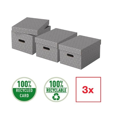 ESSELTE ESSELTE Paq.3 cajas de almacenaje Esselte 25,5x20x15cm gris