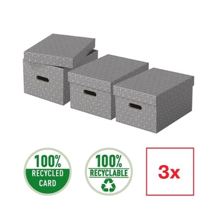 ESSELTE ESSELTE Paq.3 cajas de almacenaje Esselte 51x35,5x30,5cm gris