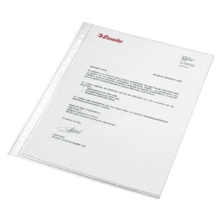 ESSELTE C.100 fundas portadocumentos PP 11 taladros 80 micras A4 cristal liso