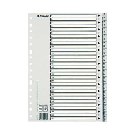 ESSELTE ESSELTE indice numerico 1-33 Esselte multitaladro PP folio gris
