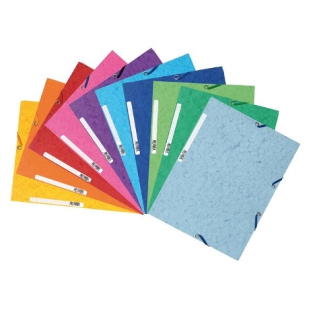 EXACOMPTA Paq.10 carpetas con gomas y 3 solapas Nature Future 400g surtidos