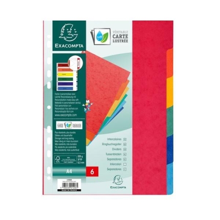 EXACOMPTA Juego 12 separadores cartulina multicolor 225g