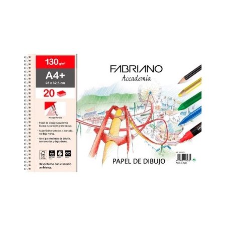 FABRIANO BLOC MICROPERFORADO DIBUJO 20H 130G A4+