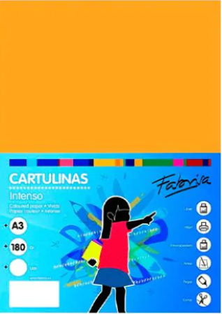 FABRISA Pack de 50 Cartulina 180gr A3 naranja azafran
