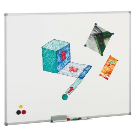 FAIBO Pizarra mural acero vitrificado magnetica marco aluminio 45x60cm blanca
