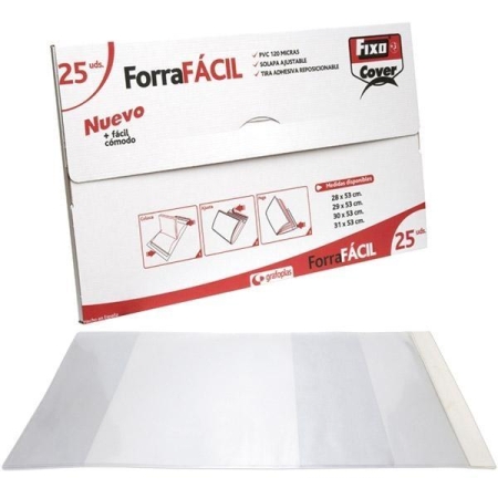 FIXO PACK DE 25 FORRO LIBROS SOLAPA AJUSTABLE 290X530MM
