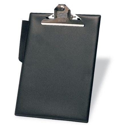 GRAFOPLAS Portapapeles PVC con Pinza y portaboligrafos folio negro