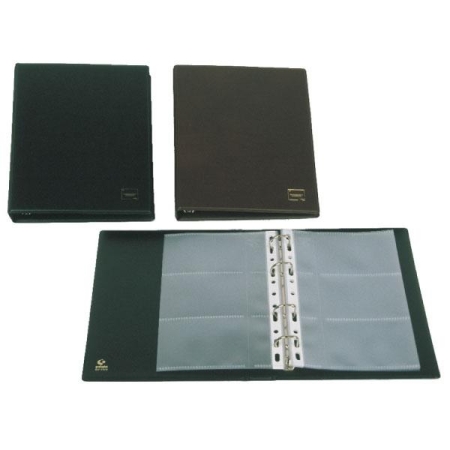 GRAFOPLAS Tarjetero basic PVC 4 anillas 10 fundas 60 tarjetas negro