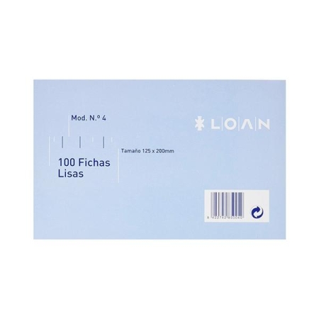 LOAN Paq.100 fichas rayadas n.4 12,5x20cm