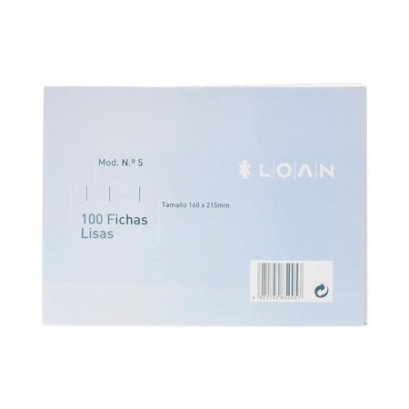 LOAN Paq.100 fichas rayadas n.5 16x21,5cm