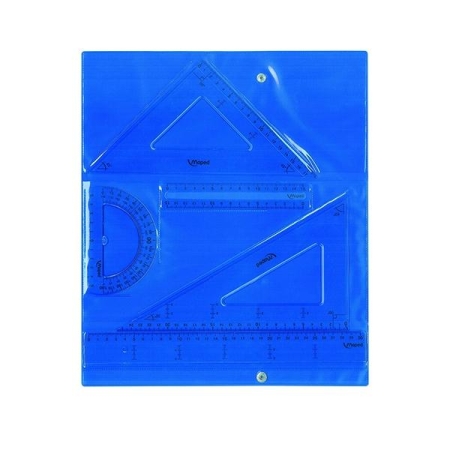 MAPED KIT TRAZADO BOLSA CON CIERRE REGLA 30CM REGLA 15CM ESCUADRA 45º CARTABON 60º Y SEMICIRCULO 180º