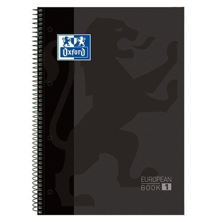 OXFORD Cuaderno Europeanbook 1 tapas extraduras 80h 90g horizontal A4+ negro