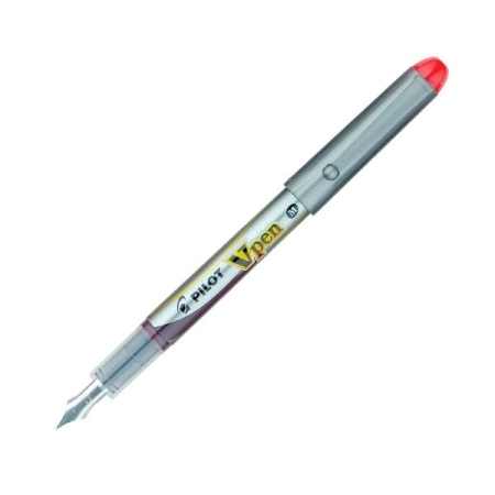 PILOT Pluma desechable V Pen Silver tinta liquida trazo 0,4mm rojo metalico