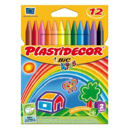PLASTIDECOR C.12 CERAS PLASTICAS COLORES SURTIDOS