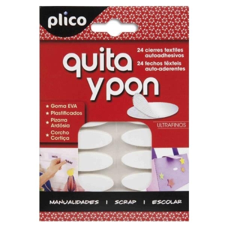 PLICO Paq.24 cierres textiles adhesivos Quita y pon