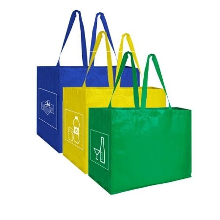 Poessa Set 3 bolsas reciclaje - 35 x 29 x 40 cm - Colores surtidos