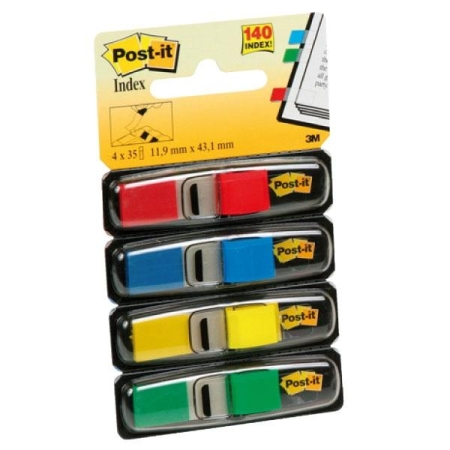 POST-IT Paq.4 banderitas index 683-4 12x43,1mm colores surtidos
