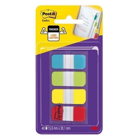 POST-IT Banderitas adhesivas - 15,8 x 38 mm - Colores surtidos - Pack 40 indices
