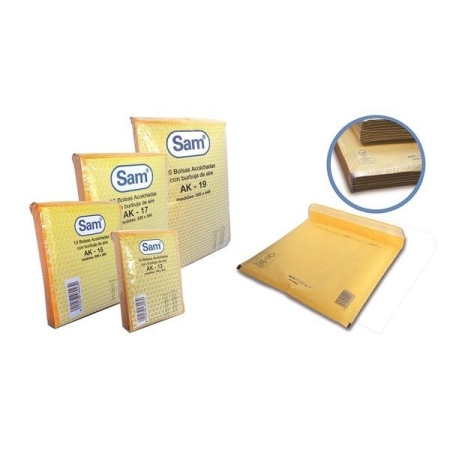 SAM Paq.10 bolsas burbuja CD-DVD interior 180x165mm kraft