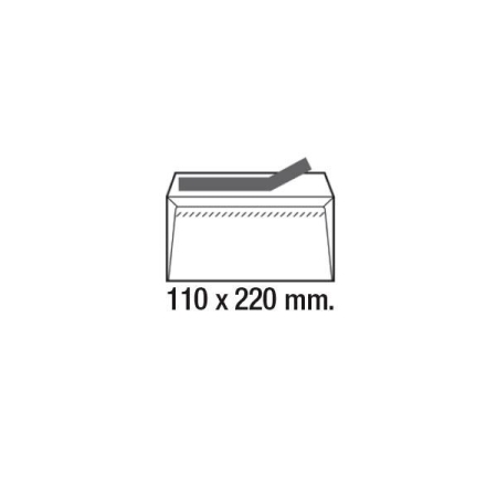 SAM Sobres C5 - 110 x 220 mm - 90 g - Tira de silicona - Color blanco - Caja 500 sobres