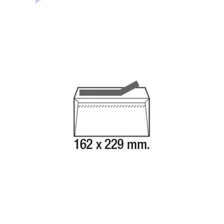 SAM Sobres C5 - 162 x 229 mm - 90 g - Tira de silicona - Ventana derecha -Color blanco - Caja 500 sobres