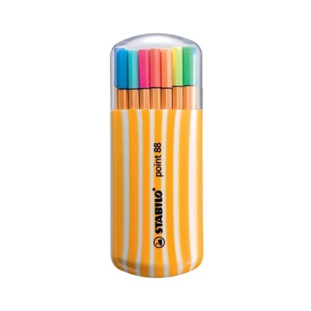 STABILO Paq.20 rotuladores Point 88 Zebrui punta fieltro fina trazo 0,4mm 15+5 neon