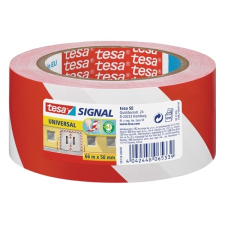 TESA Cinta de señalizacion temporal Tesa adhesiva rojo/blanco