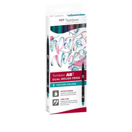 TOMBOW C.6 rotuladores doble punta lettering colores vintage